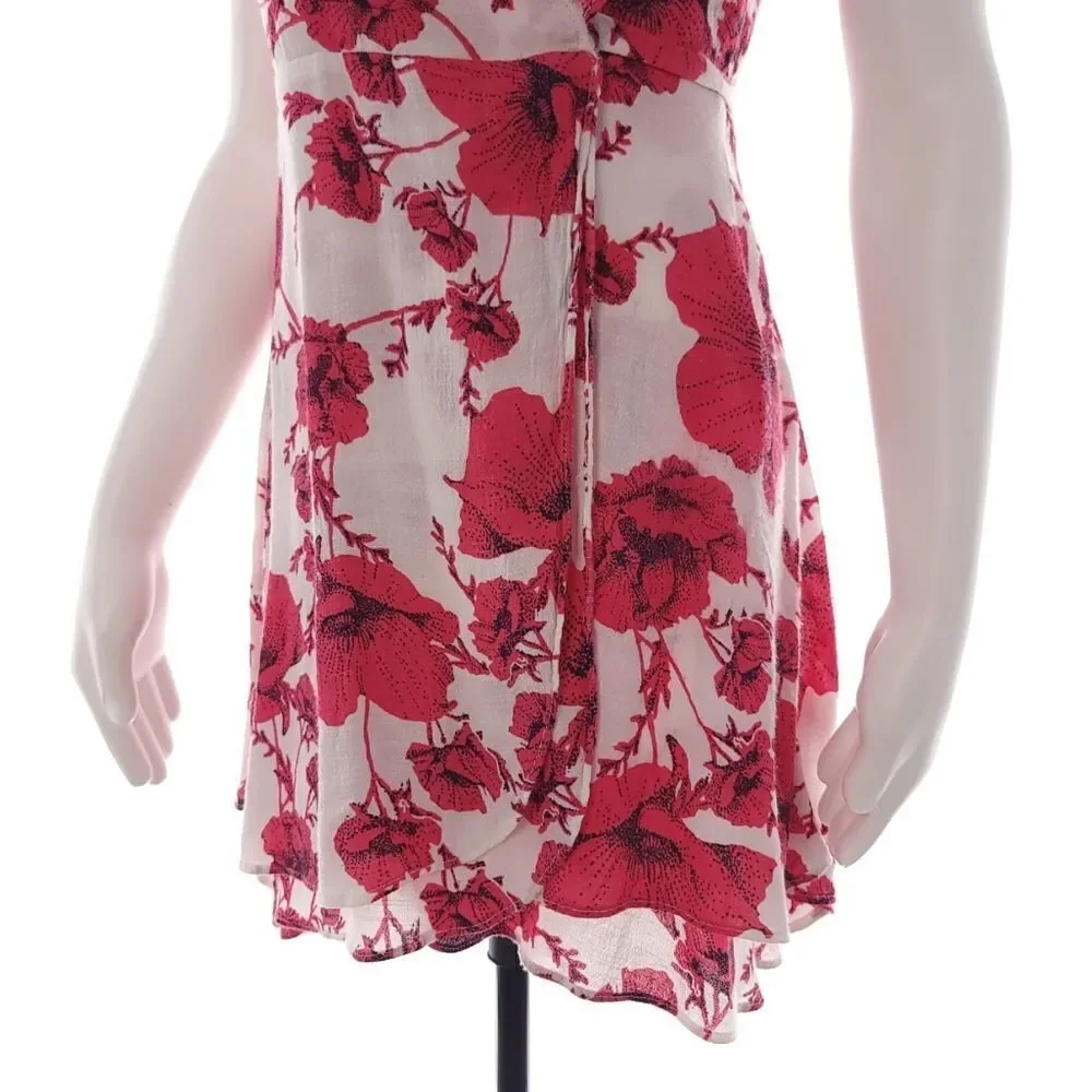 Free People Women's Size Small French Quarter Floral Pink White Wrap Dress